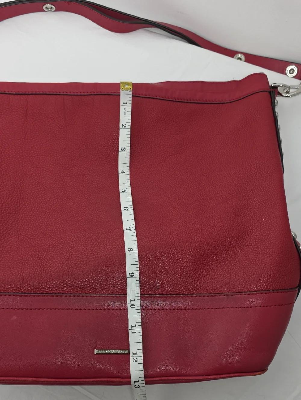 Rebecca Minkoff Red‎ Leather Silver Studded Blythe Dual Strap Hobo Shoulder Bag